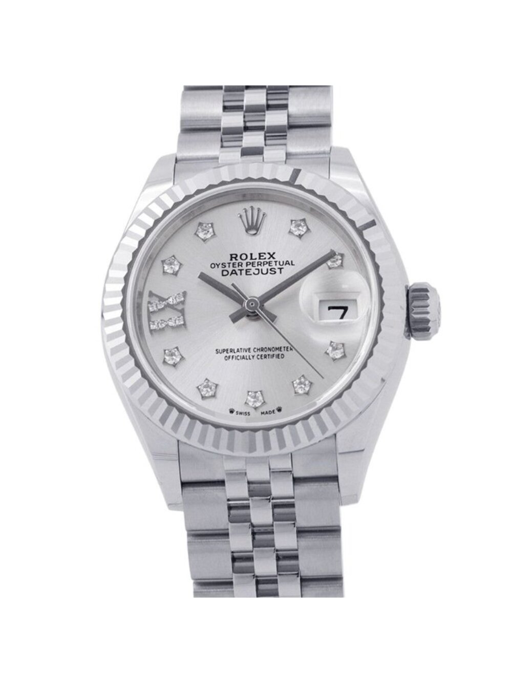 Rolex Lady Datejust SS 18K White Gold Watch Silver Dial Star Diamond IX